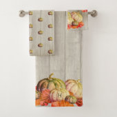 Najaar Herfst Oranje pomkin Rustic Cute Wood Bad Handdoek (Insitu)