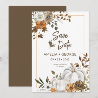 Najaar Herfst Pumpkin Floral Lijst Uitnodiging