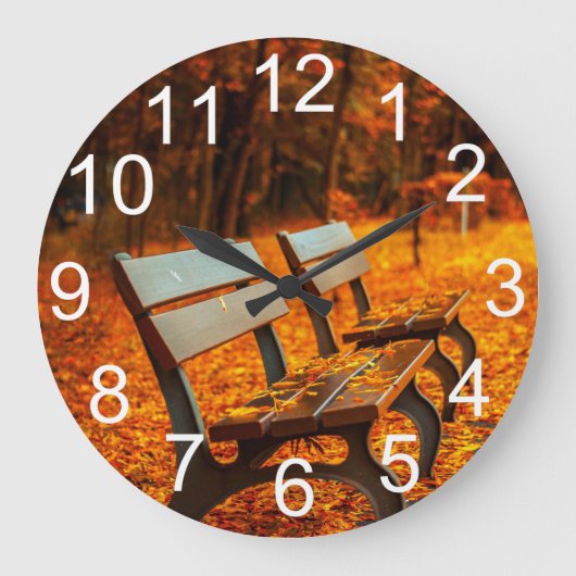 Najaar Herfst Season Park Bench Wall klok (Voorkant)
