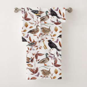 Najaar Herfst vogelpatroon Bad Handdoek
