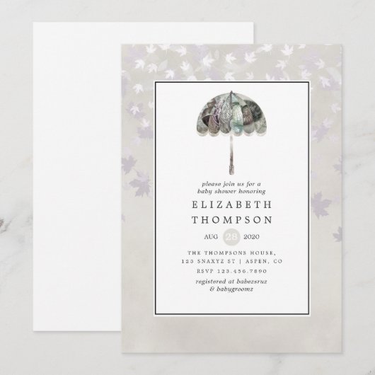  najaar - Herfst wit Baby shower Kaart (Voorkant / Achterkant)