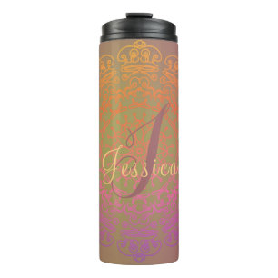 Najaar kleur Mandala Monogram Thermosbeker