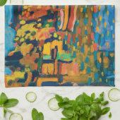 Najaar landschap met Boats door Wassily Kandinsky. Theedoek (Gevouwen)