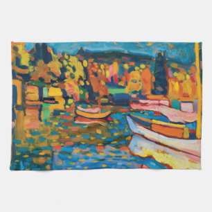 Najaar landschap met Boats door Wassily Kandinsky. Theedoek