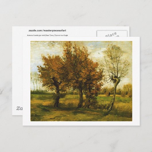 Najaar landschap Vier bomen van Gogh Fine Art Briefkaart (Voorkant / Achterkant)