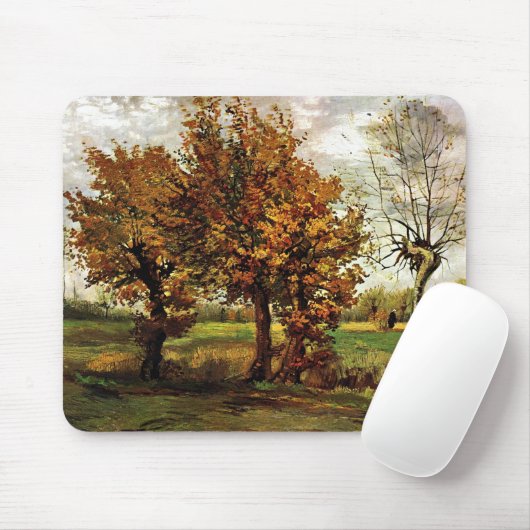 Najaar landschap Vier bomen van Gogh Fine Art Muismat (Met muis)