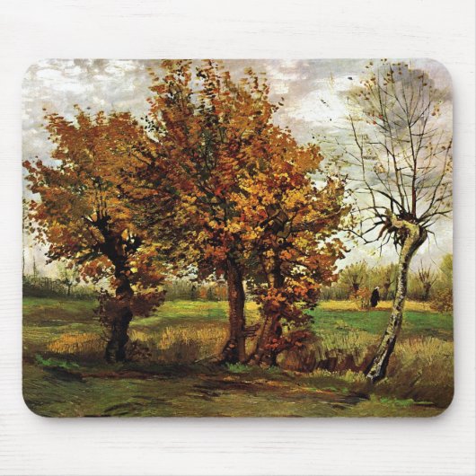 Najaar landschap Vier bomen van Gogh Fine Art Muismat (Voorkant)