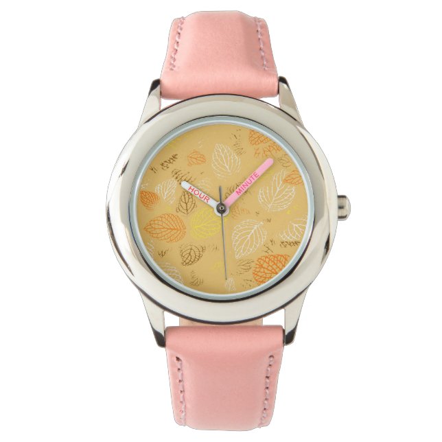 Najaar, Leaves Pattern 4 Horloge (Voorkant)