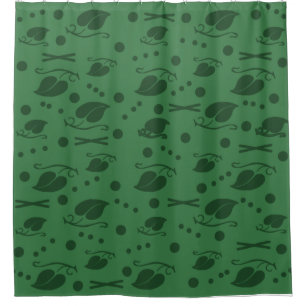 Najaar leest Pattern Dark Green Douchegordijn