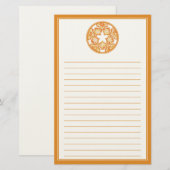 Najaar Lined Decorative Floral Tiles Stationery Briefpapier (Voorkant / Achterkant)