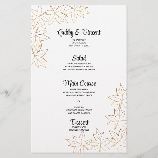 Najaar menu van het Leaf Edge Weddenschap van Mapl (Voorkant)