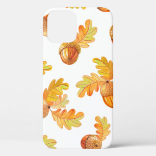 najaar naadloos patroon met kleurrijke eikenblader iPhone 12 hoesje