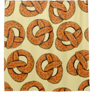 Najaar naadloos patroon met pretzels, octoberfest douchegordijn