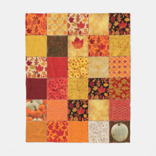 Najaar Oranje Gold Brown Patchwork Fleece Deken