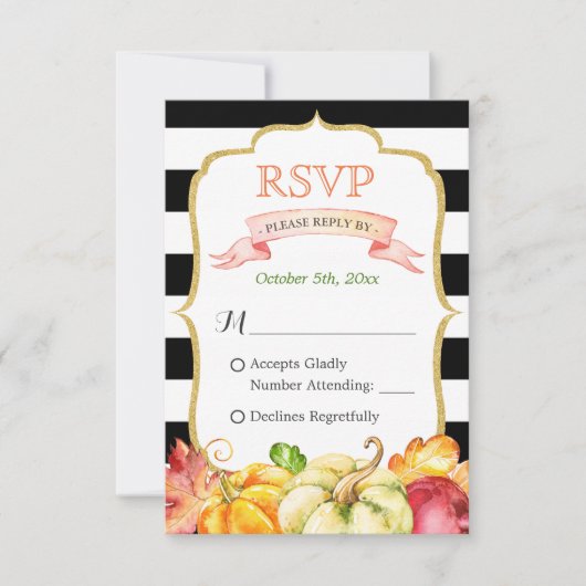 Najaar pomkin Maple Leaves Fall Wedding RSVP (Voorkant)
