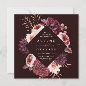 Najaar Romance Burgundy Floral Wedding Square Kaart (Voorkant)