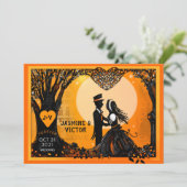 Najaar Romance Oranje uitnodiging voor bruiloft (Staand voorkant)