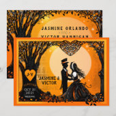 Najaar Romance Oranje uitnodiging voor bruiloft (Voorkant / Achterkant)