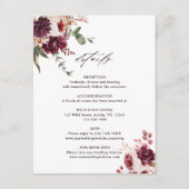 Najaar Romance Waterverf Floral Wedding Details Informatiekaartje (Voorkant)