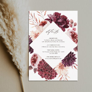 Najaar Romance Waterverf Floral Wedding Details Informatiekaartje