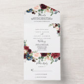 Najaar Rustic Burgundy Calligraphy Wedding All In One Uitnodiging (Binnen)