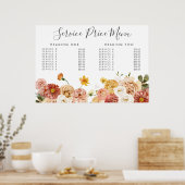 Najaar serviceprijsmenu Aangepast afgedrukt Poster (Keuken)