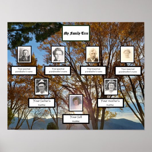 Najaar Trees Sunset Three Generation Family Poster (Voorkant)