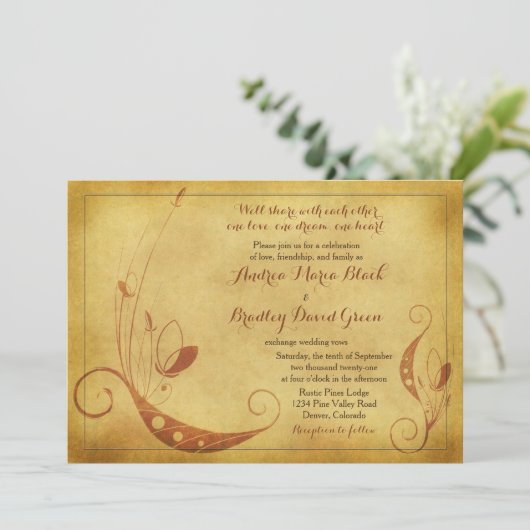 najaar uitnodiging tot het uitzenden van Floral W (Staand voorkant)