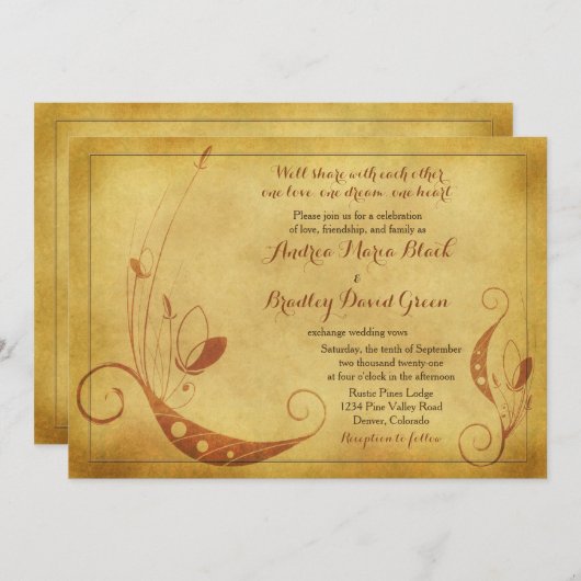 najaar uitnodiging tot het uitzenden van Floral W (Voorkant / Achterkant)