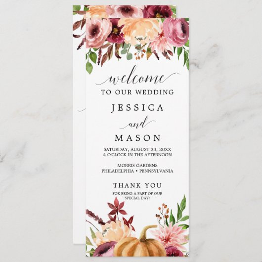 Najaar van het Bliss Wedding Programme Programma (Voorkant / Achterkant)