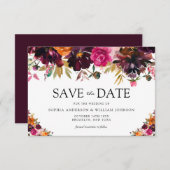Najaar Waterverf bloemen herfst bruiloft Save The Date (Voorkant / Achterkant)