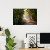 Najaar Woodland Path met Sunrays Poster (Thuiskantoor)
