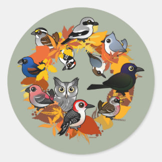 Najaar Wreath of North American Birds Ronde Sticker