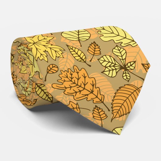 Najaarblad patroon stropdas (Opgerold)