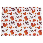 Najaarbladeren, eikels en vierkant patroon groot cadeauzakje (Voorkant)