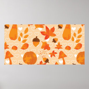 Najaarbladeren en noten. Lovely natuur hand geteke Poster