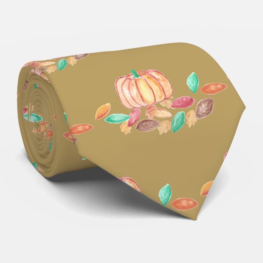 Najaarbladeren en pompoenpatroon stropdas (Opgerold)