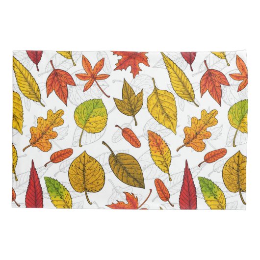 Najaarbladeren op wit kussensloop (Achterkant)