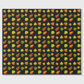 Najaarbladeren op zwart cadeaupapier (Vlak)