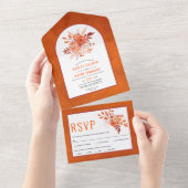 Najaarbloemen en oranje valbruiloft all in one uitnodiging (Afscheurbaar)
