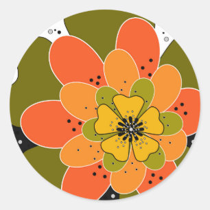 Najaarbloemen, herfst, bloem, illustratieworp ronde sticker