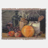 Najaardecorpties op tafel, pompoen, vruchten, Drin Deken (Voorkant)