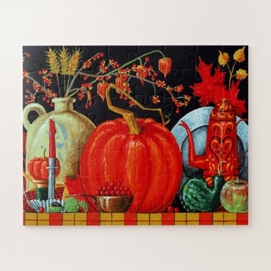 Najaardeklaag van Antiek schilderende pompoen Legpuzzel (Horizontaal)