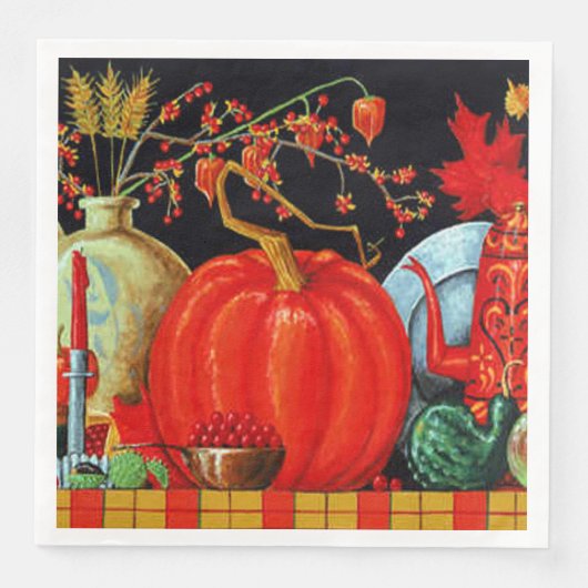 Najaardeklaag van Antiek schilderende pompoen Servet (Voorkant)