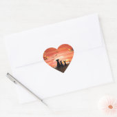 Najaargang Sunset Dog en Cat Herfst Hart Sticker (Envelop)