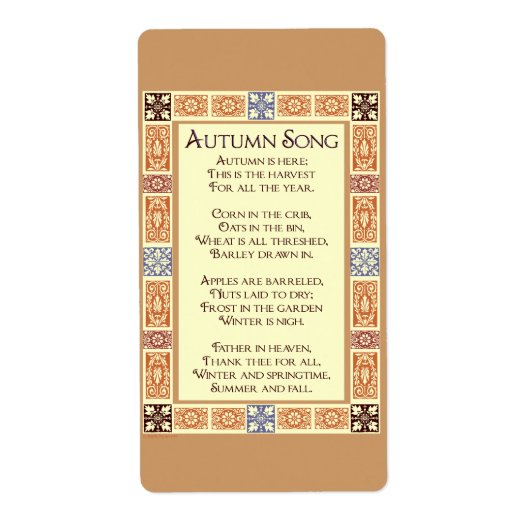 Najaargang Thanksgiving Harvest Poem Sticker (Voorkant)
