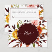 Najaargang Waterverf Burgundy Wedding RSVP (Voorkant / Achterkant)