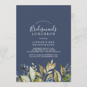 Najaargrijze marine Bridesmaids Luncheon Kaart