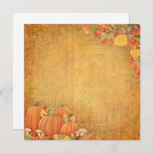 Najaarpompoenen en foliage illustratie notitiekaartje (Voorkant / Achterkant)