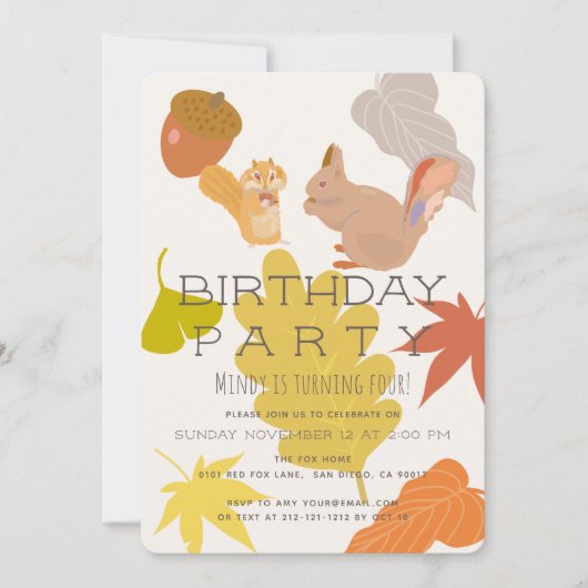 Najaars eekhoorn en uitnodiging van Chipmunk (Voorkant)